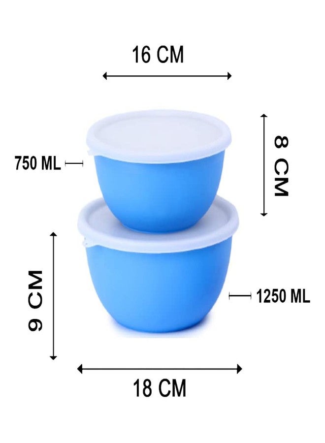 Zaib Microwave Safe Stainless Steel Plastic Coated Euro Bowl Set of 2 for Re-Heating, Serving Snacks, Curries etc. 1250 ML and 750 ML (Blue) - Image 3